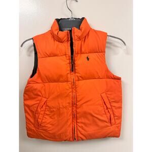 Polo Ralph Lauren Boy’s Down Puffer Vest Reversible Size 6 Orange and Gray